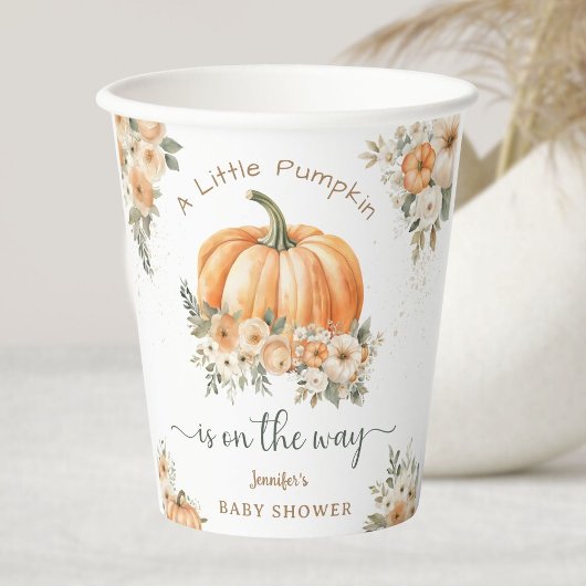 Kleiner Pumpkin auf dem Weg Boho Fall Baby Dusche Pappbecher
