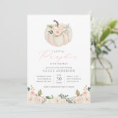 Kleiner Pumpkin auf dem Weg Floral Girl Babydusche Einladung (Stehend Vorderseite)