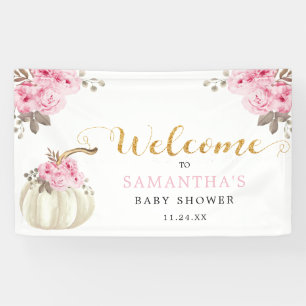 Kleiner Pumpkin Pink Floral Baby Dusche Willkommen Banner