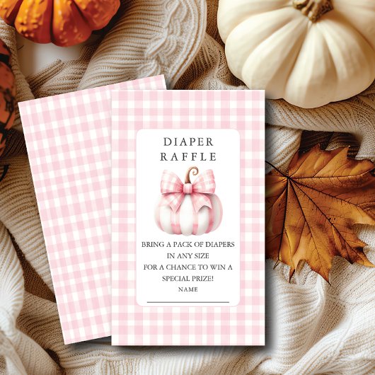 Kleiner Pumpkins rosa Gingham Diaper Raffle Ticket Begleitkarte