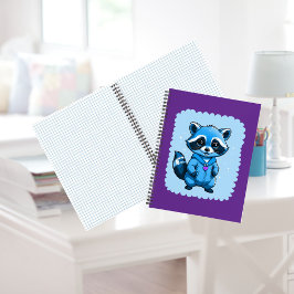 Kleiner Raccoon in blau Notizblock