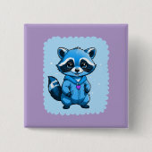 Kleiner Raccoon in blauer Taste Button (Vorderseite)