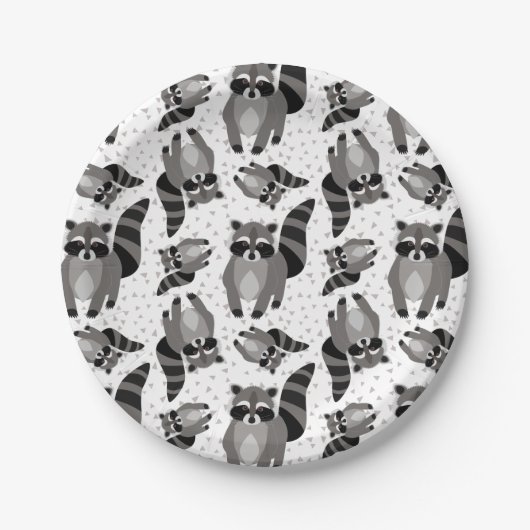 Kleiner Raccoon Rascal kommt zum Abendessen Pappteller (Vorderseite)