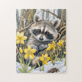 Kleiner Raccoon unter den Frühlingszwiebeln Puzzle