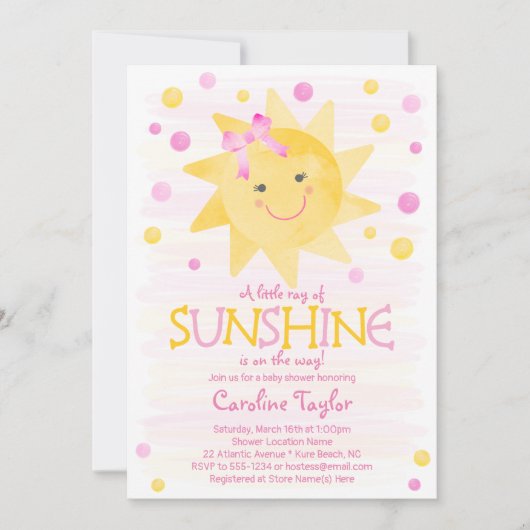Kleiner Ray der Sonnenschein-Watercolor-Babydusche Einladung (Vorderseite)