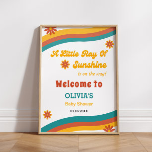 Kleiner Ray der Sunshine Retro Baby Dusche Willkom Poster