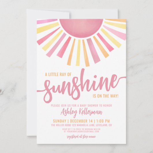 Kleiner Ray mit der Baby-Dusche der Sunshine Girl Einladung (Vorderseite)