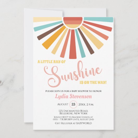 Kleiner Ray mit Sonnenschein-Boho-Babydusche Einladung (Vorderseite)