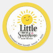 Kleiner Ray of Sunshine Glitzer Babydusche Runder Aufkleber (Vorderseite)