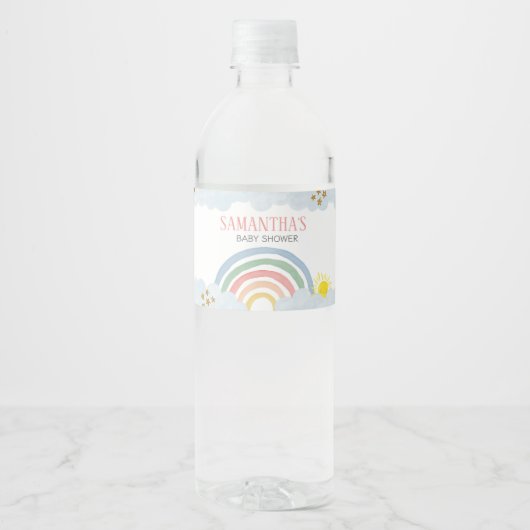 Kleiner Ray-out-Regenbogen-Kinderdusche Wasserflaschenetikett (Vorderseite)