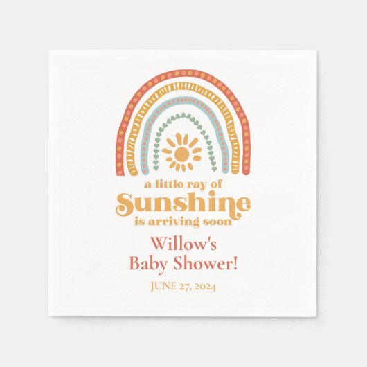 Kleiner Ray von Sunshine Boho Rainbow Baby Shower Serviette (Vorderseite)