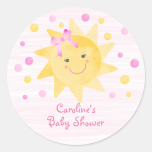 Kleiner Ray von Sunshine Pink Yellow Baby Dusche Runder Aufkleber