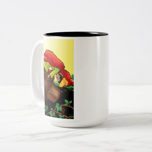 Kleiner Red Mighty Nizz Grizzly Bär Hallo! Zweifarbige Tasse (Vorderseite Links)