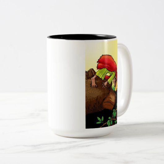 Kleiner Red Mighty Nizz Grizzly Bär Hallo! Zweifarbige Tasse (VorderseiteRechts)