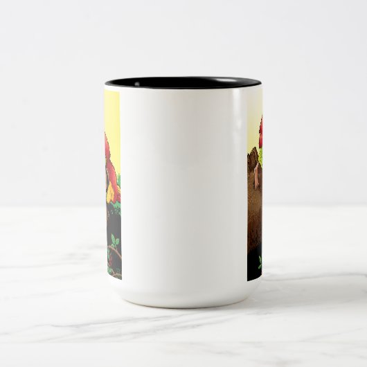 Kleiner Red Mighty Nizz Grizzly Bär Hallo! Zweifarbige Tasse (Mittel)