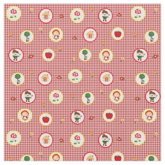 Kleiner Red Riding Hood auf Rot und Weiß Gingham Stoff (Nahaufnahme)