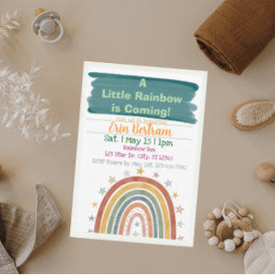 Kleiner Regenbogen kommt, Boho-Baby-Party  Einladung