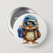 Kleiner Reisender - Kid Owl mit Rucksack Button (Vorne & Hinten)