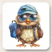 Kleiner Reisender - Kid Owl mit Rucksack Getränkeuntersetzer (Vorderseite)