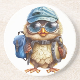 Kleiner Reisender - Kid Owl mit Rucksack Getränkeuntersetzer