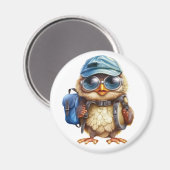 Kleiner Reisender - Kid Owl mit Rucksack Magnet (Vorderseite/Rückseite)