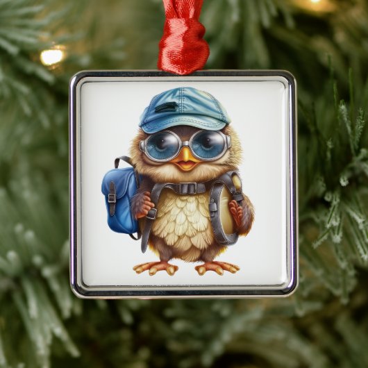 Kleiner Reisender - Kid Owl mit Rucksack Ornament Aus Metall (Baum)