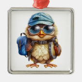 Kleiner Reisender - Kid Owl mit Rucksack Ornament Aus Metall (Vorne)