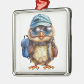 Kleiner Reisender - Kid Owl mit Rucksack Ornament Aus Metall (Links)