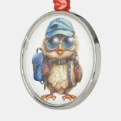 Kleiner Reisender - Kid Owl mit Rucksack Ornament Aus Metall (Links)