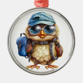 Kleiner Reisender - Kid Owl mit Rucksack Ornament Aus Metall