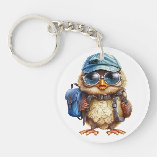 Kleiner Reisender - Kid Owl mit Rucksack Schlüsselanhänger (Vorderseite)