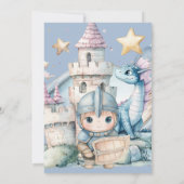Kleiner Ritter Drache Märchen Junge 1. Geburtstag Einladung (Rückseite)