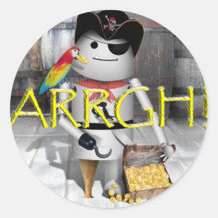 Kleiner Robo-x9 für Reden wie ein Piratentag AAARG Runder Aufkleber