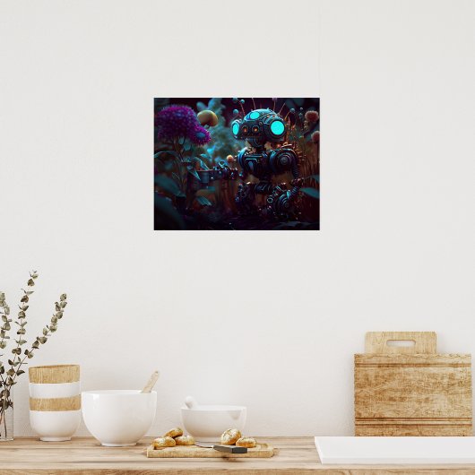 Kleiner Roboter in Garden Poster (Küche)