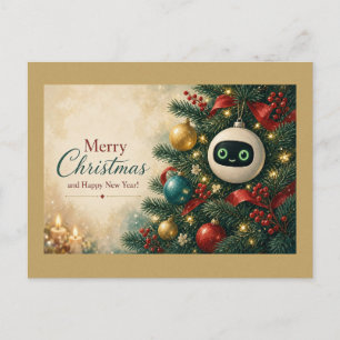 Kleiner Roboterschmuck im Weihnachtsbaum-Postkarte Postkarte