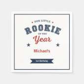 Kleiner Rookie 1. Geburtstag Baseball Serviette (Vorderseite)