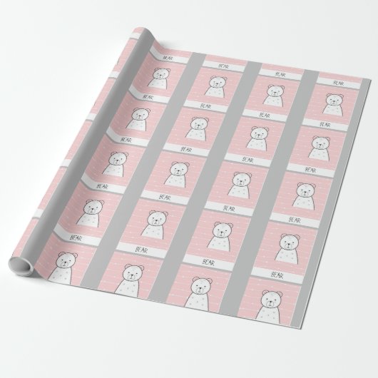 Kleiner rosa Bär Geschenkpapier (Ungerollt)
