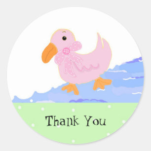 Kleiner rosa Ente Danke Runder Aufkleber