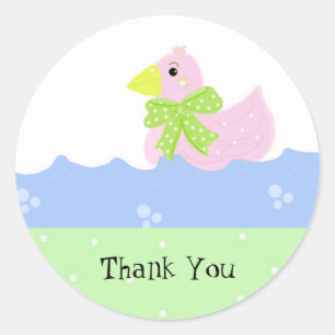 Kleiner rosa Ente Danke Runder Aufkleber