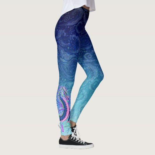 Kleiner Rosa und Blauer Wasserdrache Leggings (Rechts)