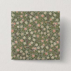 Kleiner rosa und weißer Blumentapetenentwurf Button