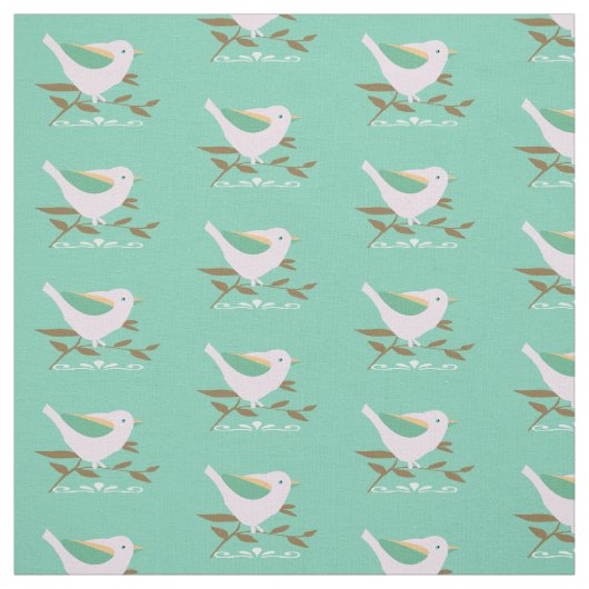 Kleiner rosa Vogel auf Minzhintergrund Stoff (Muster)