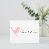 kleiner rosa Vogel Postkarte (Stehend Vorderseite)
