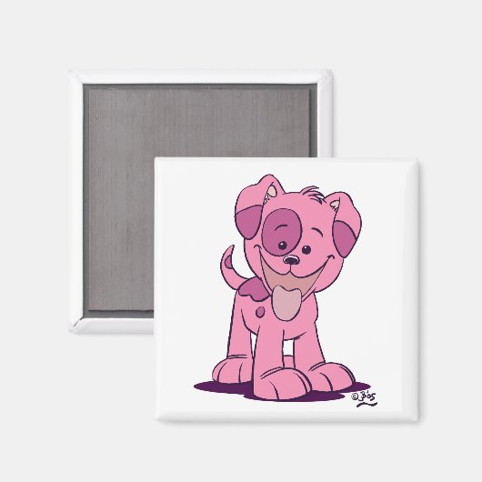 Kleiner rosa Welpenmagnet Magnet (Vorderseite/Rückseite)