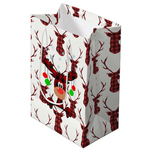 Kleiner Roter Elch Mittlere Geschenktüte (Vorderseite Schrägansicht)
