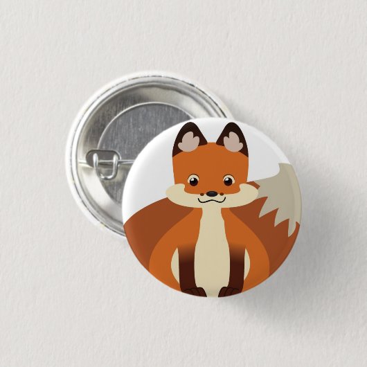 Kleiner roter Fox-Knopf Button (Vorne & Hinten)