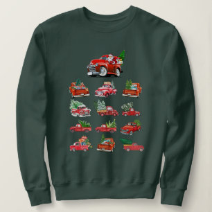 Kleiner roter LKW, der einen Weihnachtsbaum holt Sweatshirt