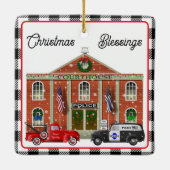 Kleiner roter LKW und Gerichtspolizei Keramikornament (Rückseite)