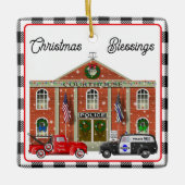 Kleiner roter LKW und Gerichtspolizei Keramikornament (Vorderseite)