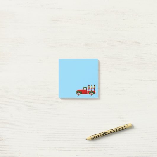 Kleiner roter LKW und Nutcrackers Post-it Notes Klebezettel (Auf Schreibtisch)